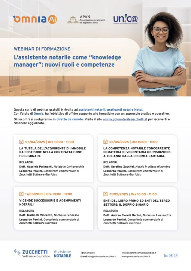 Locandina: L’assistente notarile come knowledge manager: nuovi ruoli e competenze