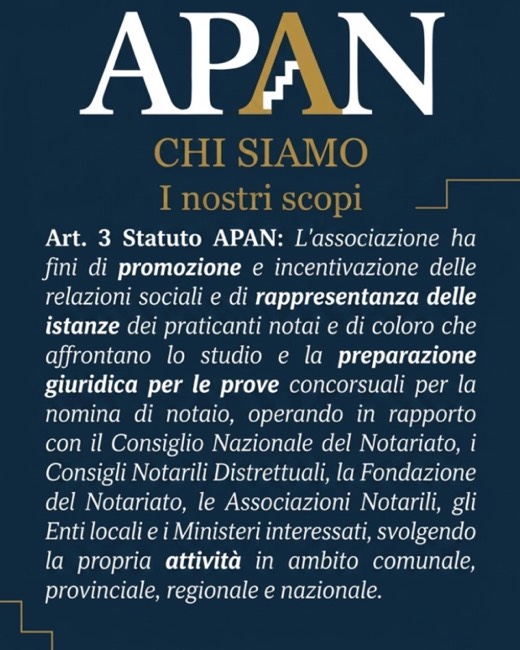 Post Instagram APAN: Chi siamo, i nostri scopi secondo l’art. 3 dello Statuto
